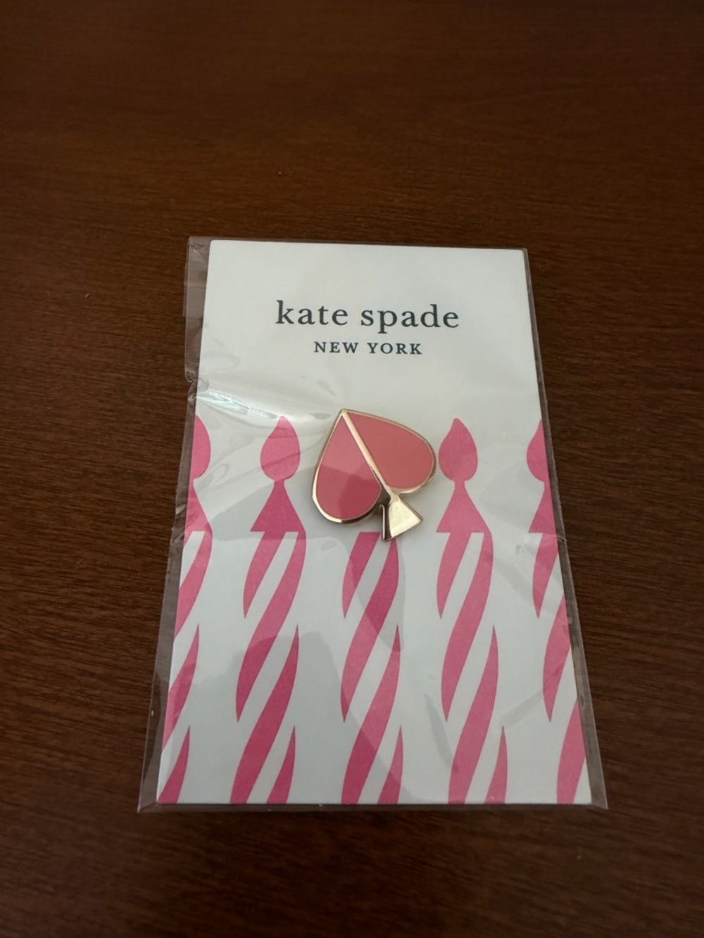 NEW Kate Spade Pink Enamel Birthday Pin